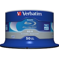 Verbatim 1x50 BD-R Blu-Ray 25GB 6x Snelheid Datalife No-ID Cakebox (50 x)
