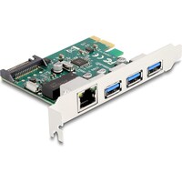 Delock PCI Express x1 card to 3 x USB 5 Gbps Type-A socket + 1 x Gigabit LAN