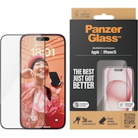 PanzerGlass Screen Protector iPhone 2023 6.1 Ultra-Wide Fit w. EasyAligner (1 Stuk, iPhone 15)