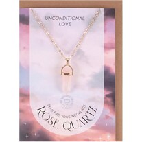 Something Different Rose Quartz Crystal Necklace & Card (Synthetic material, Rose quartz, Paper, Stainless steel)